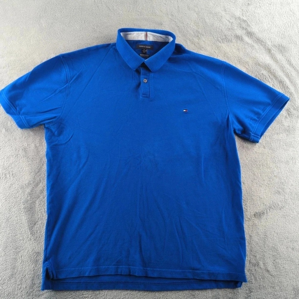 Tommy Hilfiger Regular Fit Stretch Polo Mens XXL Blue‎ Short Sleeve Shirt Logo